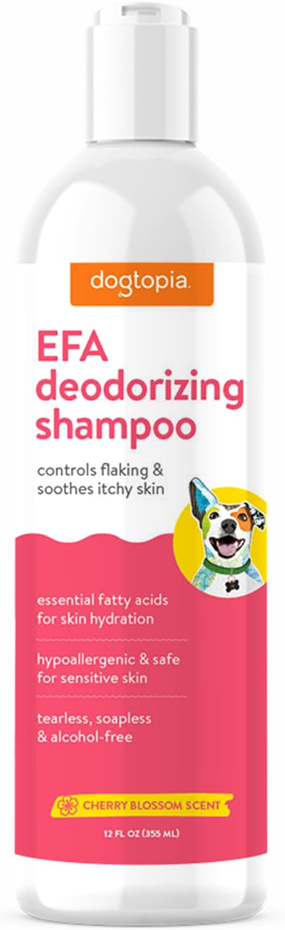 Essential Fatty Acid (EFA) Deodorizing Shampoo for Dogs and Pets (12oz) – Cherry Blossom Scent | Soothing Shampoo Rich with Moisturizing Emollients | Tearless, Soapless & Alcohol-Free