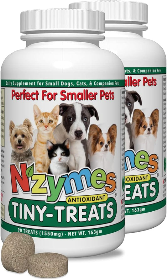 Nzymes® Antioxidant Tiny Treats - for Dogs Joints, HIPS, Paralysis, Skin, Coat, Hair Loss, Aging, Digestion, Seizures - Dog Treats for Small Dogs - 180 Treats - Made in The USA