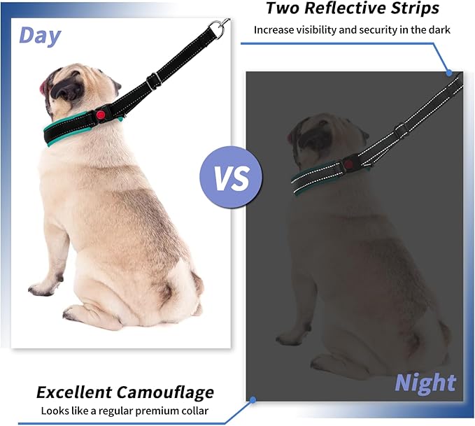 Martingale Collar for Dogs, Heavy Duty Nylon No Pull Dog Collar with Buckle, Adjustable Anti Pull Collar Reflective Slip Collar for Large Medium Small Dog Training Walking M Green