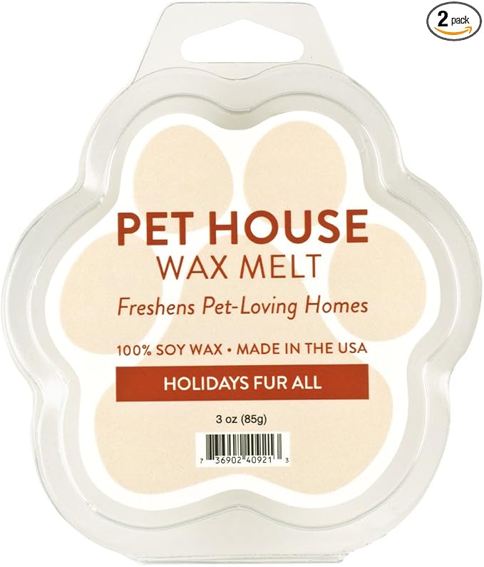 One Fur All Pet House Wax Melts for Holidays - Long-Lasting, Scented, Natural Odor Solution for a Fresh Smelling Home, Pet-Friendly Plant-Based Soy Wax, 3 OZ