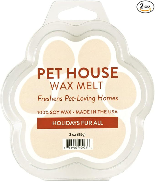 One Fur All Pet House Wax Melts for Holidays - Long-Lasting, Scented, Natural Odor Solution for a Fresh Smelling Home, Pet-Friendly Plant-Based Soy Wax, 3 OZ