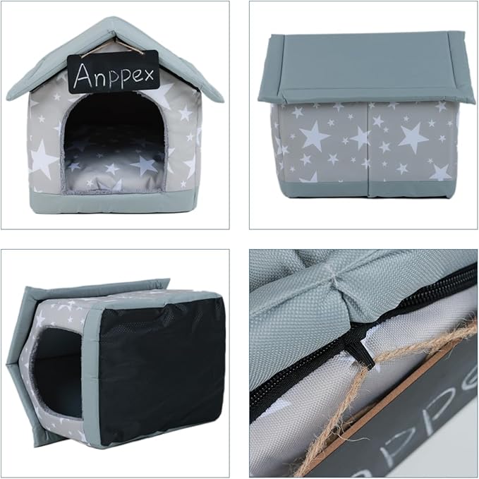 ANPPEX Medium Dog House Indoor,XL Size Indoor Dog House for Medium and Large Dogs,Covered Dog Bed with Cushion,Grey