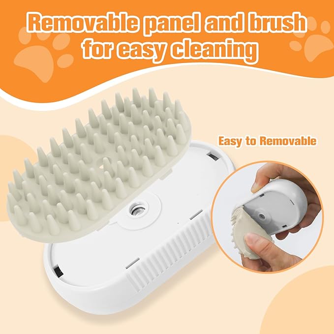 Cat Steam Brush,3 in 1 Steam Brush for Cats,Rechargeable Dog Steam Brush for Shedding,Spritz Defur Comb for Cats Massage andGrooming,Silicone Pet Steam Brush for Long and Short Hair Cats Dogs