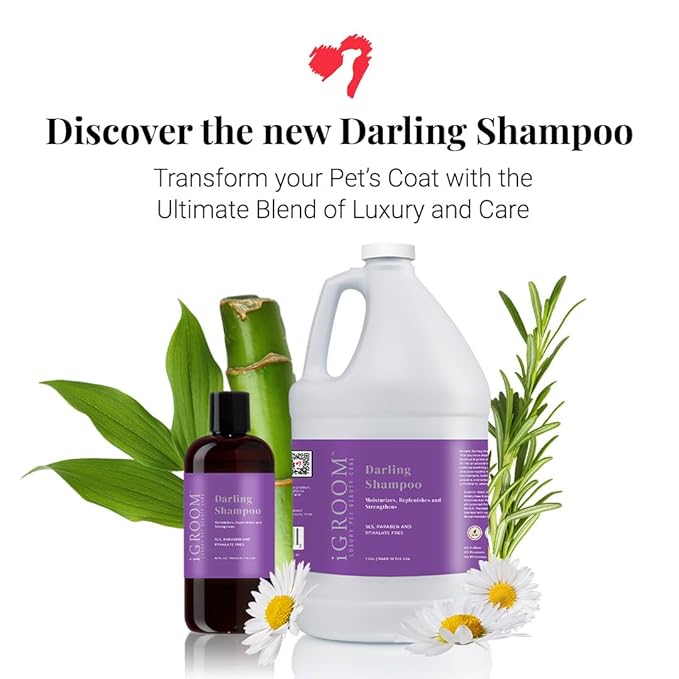 iGroom Darling Moisturizing Dog Shampoo, Removes Greasy Build-up & Grime, Soothing Dog Shampoo, Improves Hair Health pH Balanced, Scent dog shampoo, Made in USA, 16oz