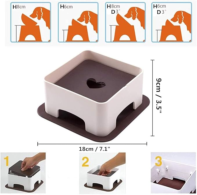 Bulldog Bowl Anti-Slip Dog Cat Dish Detachable Rubber Dog Bowl Pet Sterile Tilted Pet Feeder Slope Base (Black（Ceramic Bowl）, 1.5 Cup (Small/Medium Dog))