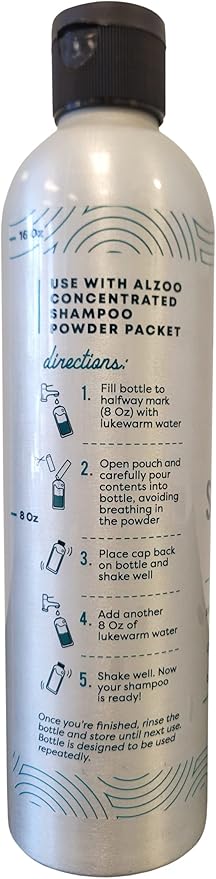 Reusable, Refillable Shampoo Bottle for Dogs, Fill with Water & Concentrated Shampoo Powder, Recyclable Aluminum, Holds 16 Fl. Oz.