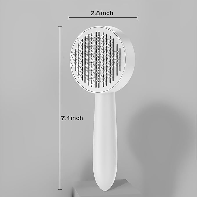 Cat Brush for Shedding,Pet Grooming Self Cleaning Slicker Brush,Removes Mats,Tangles and Loose Hair,Shedding Brush for Short or Long Haired Cats Dogs (White)