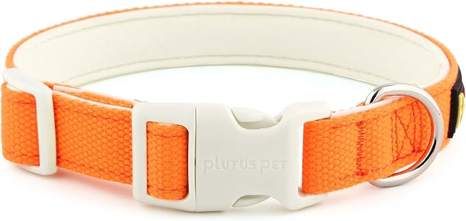 Plutus Pet Cotton Dog Collar, Heavy Duty Collar with Soft Padding, Adjustable and Comfortable for Small Medium and Large Dogs, Orange, XS