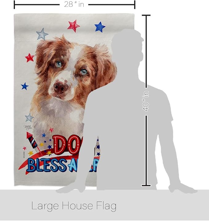 Breeze Decor Patriotic Red Australian Shepherd House Flag-Pack Dog Puppy Spoiled Paw Canine Fur Pet Nature Farm Animal Creature Applique Banner Small Garden Yard Gift Double-Sided, Made in USA