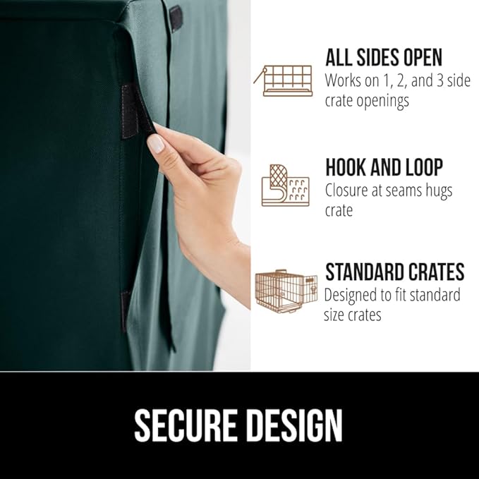 GORILLA GRIP Dog Crate Covers Compatible with Amazon Basics Dog Crates, All Sides Open, Privacy Cover Fits 48" Wire Kennel, Breathable Mesh Windows, Light Reducing Training Cage Topper, Hunter Green