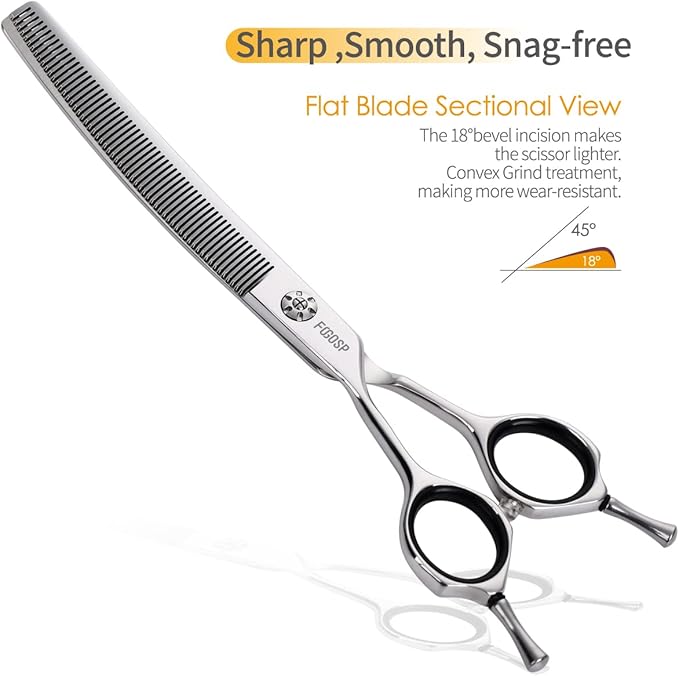Left Handed Curved Thinning Shears 7 in Professional Left Pet Grooming Scissors for Groomer