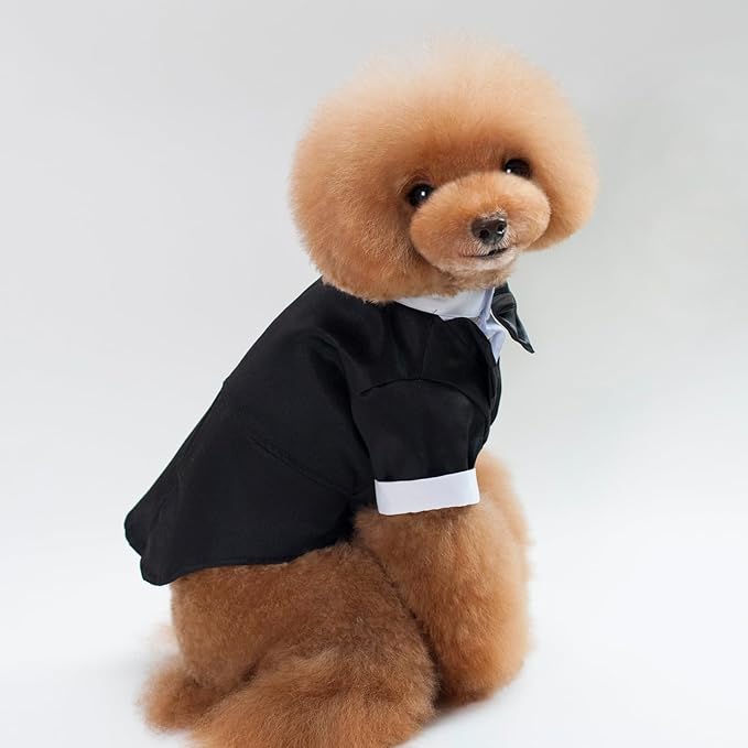 Heliltd Dog Suit with Bow Tie Pet Tuxedo for Small Dogs Cats Formal Cat Clothes Puppy Outfits Pet Costume for Wedding Birthday Halloween(X-Large