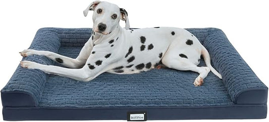 BALANCE Orthopedic Dog Bed, Egg Crate Foam Dog Couch for Pet Sleeping, Pet Sofa with Removable Washable Cover & Nonskid Bottom, Comfy Dog Bed for Extra Large Dog, Blue