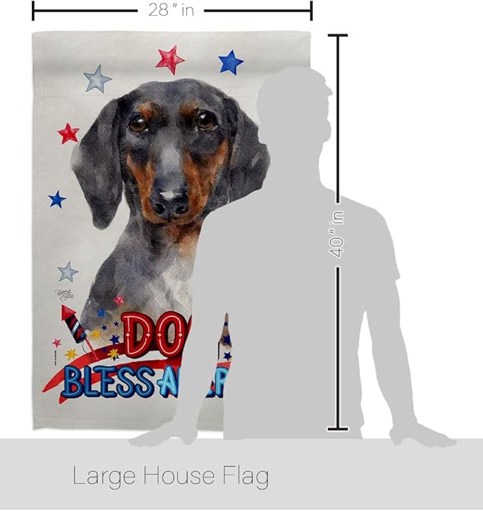 Breeze Decor Patriotic Black Tan Dachshund House Flag Set Dog Puppy Spoiled Paw Canine Fur Pet Nature Farm Animal Creature Decoration Banner Small Garden Yard Gift Double-Sided, Made in USA