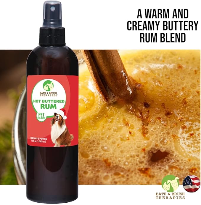Bath & Brush Therapies® Hot Buttered Rum Pet Cologne For Dogs 12.5 oz | Long-Lasting Odor Eliminator | Paraben-Free | Biodegradable & Non-Toxic | Made in USA