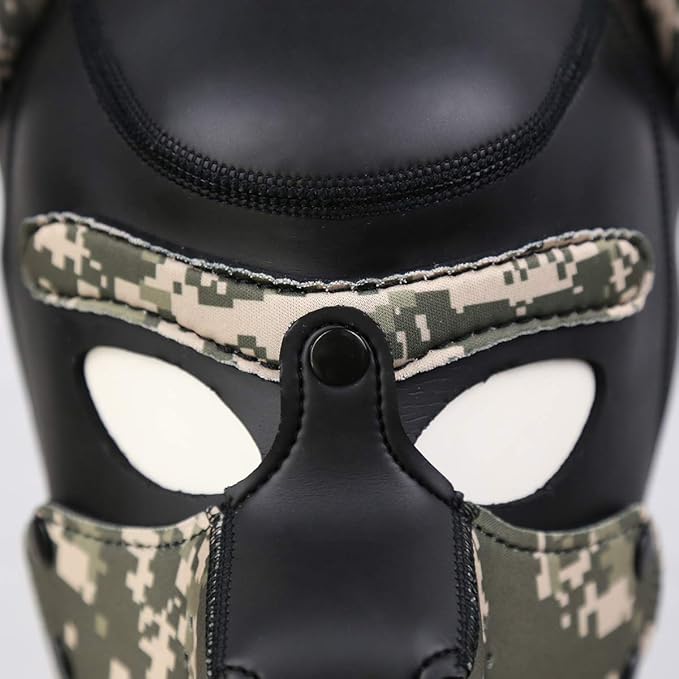 Neoprene Puppy Hood Camo Full Face Mask Cosplay Costume Dog Head Masks