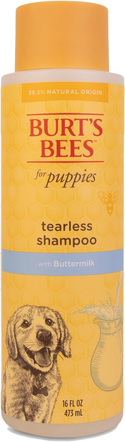 Burt's Bees for Pets Tearless Puppy Shampoo with Buttermilk, 95% Natural Origin Formulas, Shampoo for Puppies - Gentle Dog and Puppy Shampoo Tear Free, Best Puppy Shampoo Tearless, 16 oz