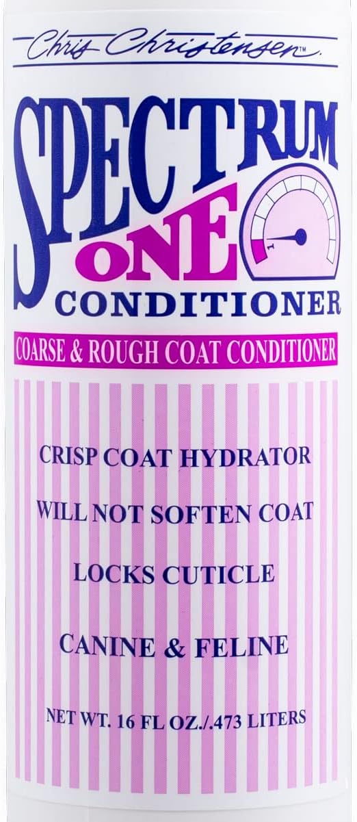 Chris Christensen Spectrum One Dog Conditioner, Coarse and Rough Coat, Groom Like a Professional, Repairs and Protects, Maintains Inner Cortex Hydration, Made in The USA, 16 oz