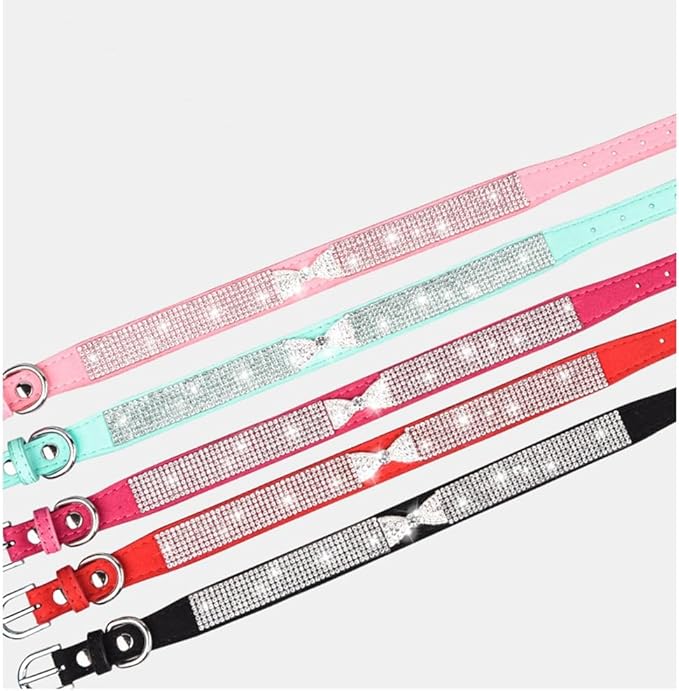 Diamond Dog Collars for Small Dogs, Rhinestone Puppy Collars with Leash, Sparkly Bling Jeweled Crystal Cat Collars for Girls Female XXS XS Small Medium Large Dogs Purple S