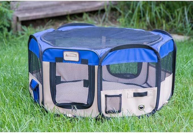 Armarkat PP001B Blue and Beige Portable Playpen