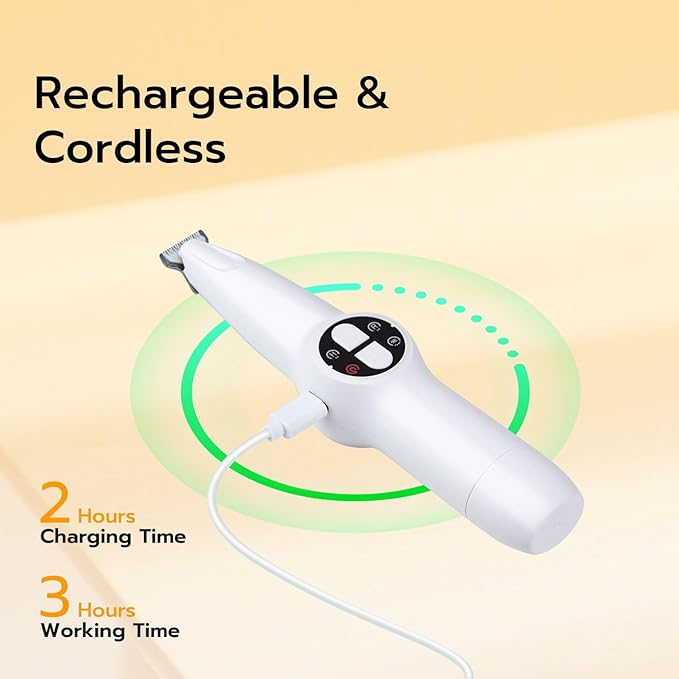 Mcbazel 2 in 1 Pet Micro Precision Trimmer & Nail Grinder, Multifunctional Rechargeable Pet Shaver Hair Nail Trimmer with LED Light for Paws Eyes Ears Face Buttocks for Large/Small Dogs and Cats