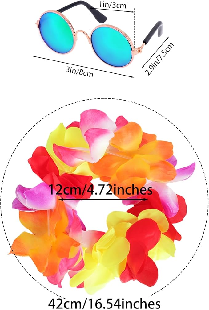 3Pieces Pet Dog Hawaiian Costume Summer Tropical Outfit Hawaiian Dog Shirt for Medium Pet Beach Seaside Casual Wear Parties Photo Event Decorations (XX-Large)