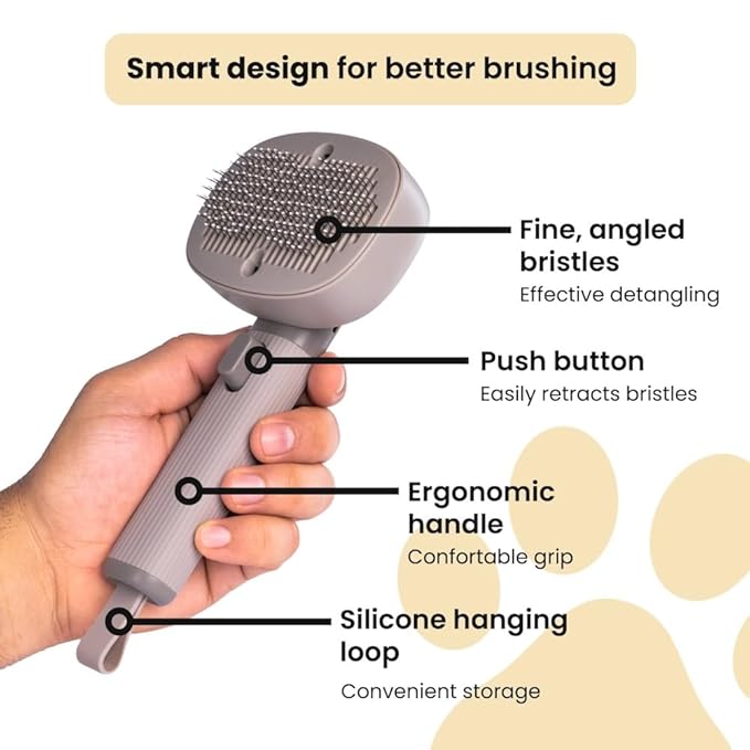 Bark&Bliss Self Cleaning Slicker Brush – Skin-Friendly Deshedding Grooming Tool for Dogs & Cats, Suitable for Shedding & Long-Haired Pets, Puppy Brush, Pet Grooming Brush, Cat Brush for Shedding