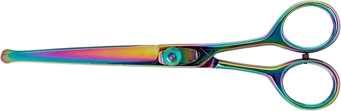 Genuine Japanese Stainless Steel Scissor 6-Inch Curved Blade Probe Tip Plasma Coated Semi-Convex Edge Japanese Stainless Steel Plasma Rainbow Finish Safety Tip Blade Curved Blade