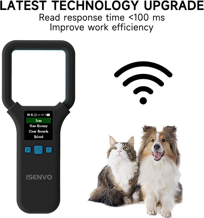 AR190E Bluethooth Pet Microchip Scanner, Wireless Handheld RFID Animal Reader, 134.2kHz Pet Chip Scanner with OLED Display Animal Tag Reader EMID FDX-B(ISO11784/11785)