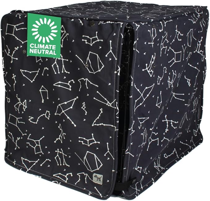 Molly Mutt Rocketman Dog Crate Cover, 100% Cotton Canvas Cover with 2 Roll-Up Panels, Ideal for Dog or Cat Crate, Durable, Washable, and Free of Harmful Chemicals, 42" x 28" x 31"