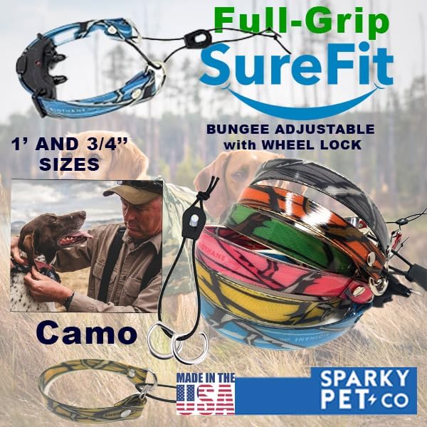 Sparky Pet Co - Surefit ECollar Replacement Strap -Bungee Dog Collar Waterproof -Adjustable Secure Nexus Wheel Lock for Electronic Training & Invisible Fence Systems -3/4" (Reflective Pink)