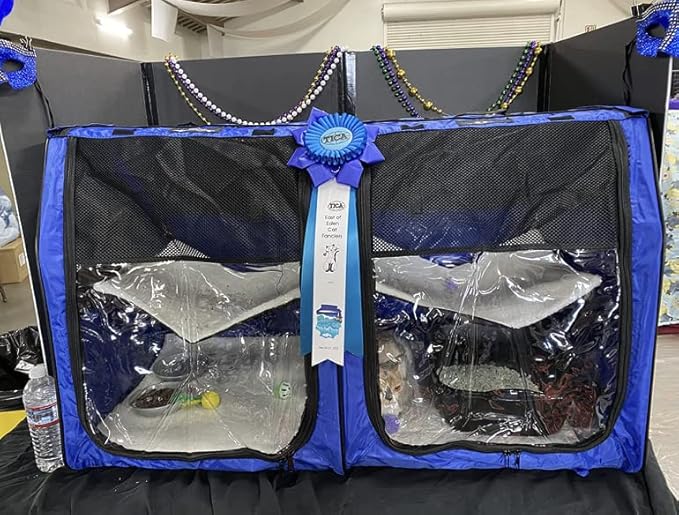 Cat Show House Portable Kennel Double Crate for Home or Travel Easy Fold Compact Storage Dog Pet House All Soft Mats Include