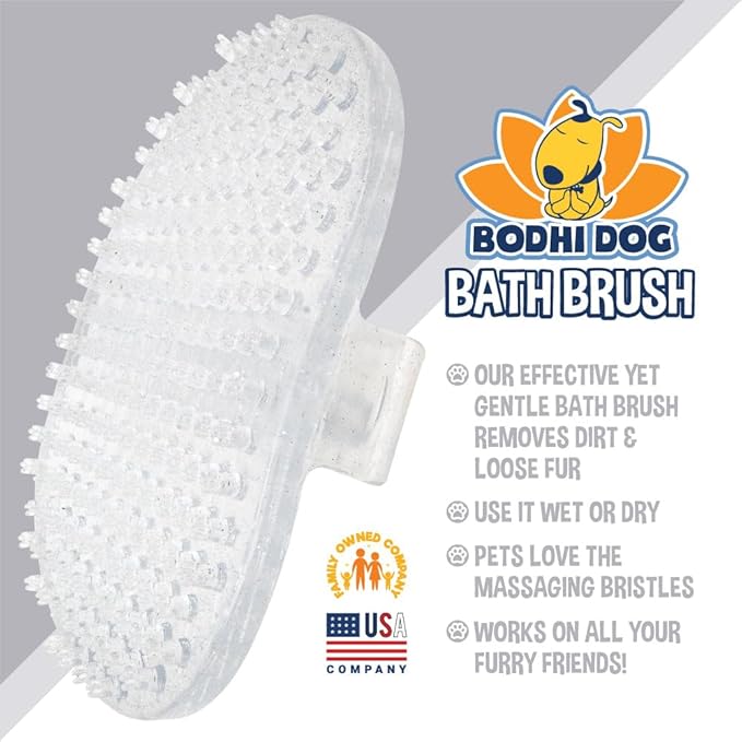 Bodhi Dog Shampoo Brush - Pet Grooming & Bath Supplies for Cats and Dog - Bath Brush for Long & Short Hair - Premium Scrubber for Shower, Bathing & Massage (One Pack, Silver Glitter)
