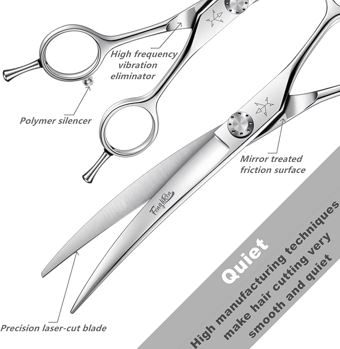 High-end Professional Dog Grooming Curved Scissors Pet Curved Shears 7.5 Inches Extremely Very Sharp Made Of Advanced Stainless Steel Alloy By Hand For Dog Cat And Horse Breeder