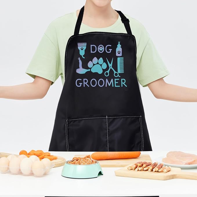 CMNIM Dog Groomer Apron with Pockets, Waterproof, Dog Groomers Apron