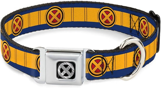 Buckle-Down Dog Collar Seatbelt Buckle X Men Cyclops Utility Strap Blue Gold Black Red 18 to 32 Inches 1.5 Inch Wide, (DC-SB-XMB-WXM040-1.5-L)