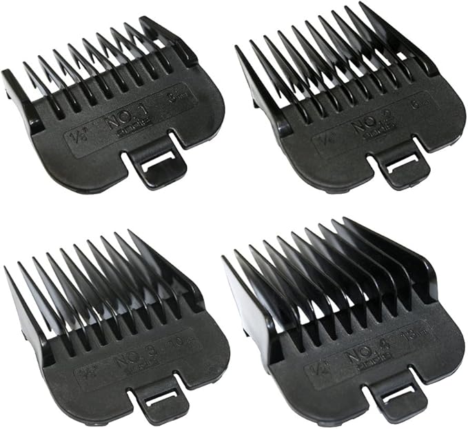 Andis 4 Piece Animal Comb Set; Sizes: 1/8", 1/4", 3/8", 1/2", Black, 21318, (pack of 4)