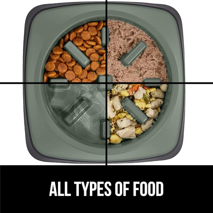 Gorilla Grip Slow Feeder Dog and Cat Bowls, Interactive Puzzle Toy for Dogs and Cats Food Training, Keeps Pets Busy and Prevents Puppy Overeating, Large, Small Breeds, 100% BPA Free, 2 Cup Sage Green