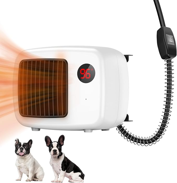 Dog House Heater for Outdoor & Indoor Use - 600W/300W Safe & Efficient Heating for Pet Houses, Chicken Coops, Rabbit Hutches - Wall-Mounted Design with Overheat Protection & Anti-Chew Cord (white)