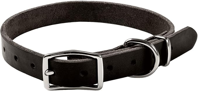 ADITYNA - Black Leather Dog Collar for Small Dogs - Classic Style, Soft and Strong, Heavy Duty, Top-Grain Leather, Handmade (S - Neck: 12-16 inches, Black)