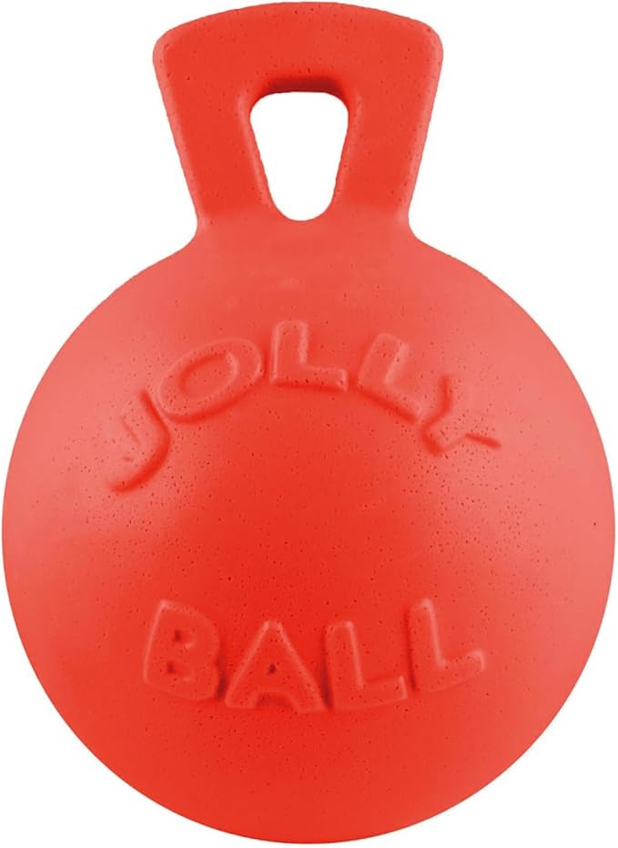 Jolly Pets Tug-n-Toss Heavy Duty Dog Toy Ball with Handle, 4.5 Inches/Small, Purple