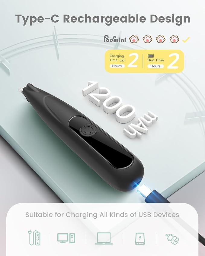 Cat Clippers with LED Display,35dB Ultra-Low Noise Cat Hair Trimmer Shaver, Cordless Dog Paw Trimmer with LED Light,Type-C Rechargeable Cat Dog Clippers for Grooming Paws, Ears, Face, Rump