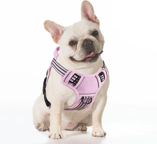 BUMBIN Dog Harness for Large Dogs, No Pull Adjustable No Choke Pet Vest with Dog Leash Fit Smart Reflective Pet Walking Harness for Training Easy Control Soft Handle Pink S
