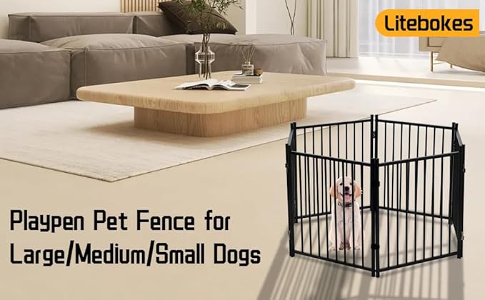 Dog Playpen Indoor, 4 6 8 Panels Metal Dog Fence,Playpen for Medium/Small Dogs, Portable Pet Puppy Playpen for Indoor Outdoor (8pcs)