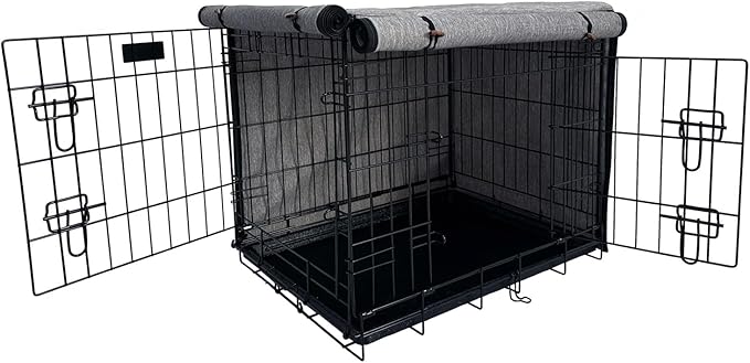 Dog Crate Cover, 600D Oxford Crate Cover for Wire Dog Crate, Ventilated Pet Kennel Cover Fits for 54 Inches Dog Crate, Gray (Cover Only)