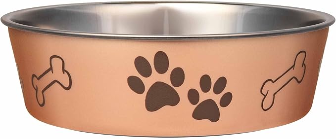 Loving Pets Bella Dog Bowls- Stainless Steel Dog & Cat Bowls - Spill Proof Dog Food Bowl, Cat Bowl, Puppy Essentials & Pet Supplies Great for Home & Travel (Medium 20-25 lbs, Champagne)