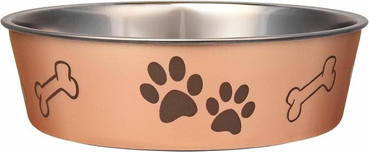 Loving Pets Bella Dog Bowls- Stainless Steel Dog & Cat Bowls - Spill Proof Dog Food Bowl, Cat Bowl, Puppy Essentials & Pet Supplies Great for Home & Travel (Medium 20-25 lbs, Champagne)