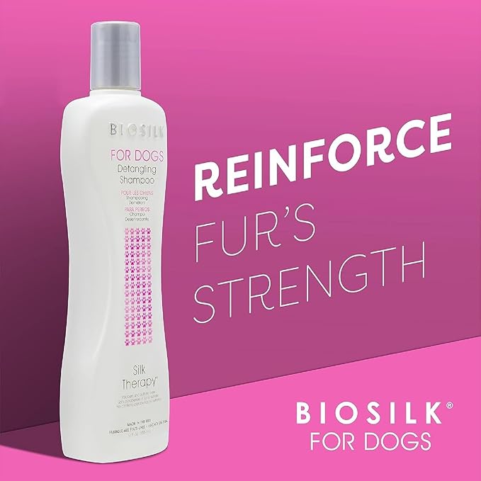 BioSilk Silk Therapy Detangling Dog Shampoo | Sulfate and Paraben Free | Matted Hair Detangler for All Adult Dogs, 12 Fl Oz - 2 Pack