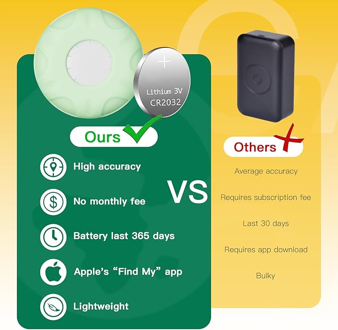 Cat Tracker Collar,No Monthly Fee Tracking Pet Collar with Finder Tag,Compatible with Apple Find My(iOS Only),Breakaway Tractive Design with Reflective Pattern & Bell,LightGreen