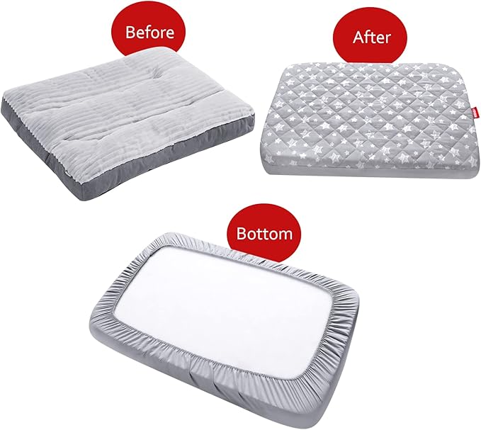 Dog Bed Covers Replacement Washable Pet Hair Easy to Remove, Waterproof Dog Bed Covers Noiseless Quilted, Pet Bed Cover Lovely Grey Star Print, Puppy Bed Cover 22x35 Inches, for Dog/Cat, Cover Only